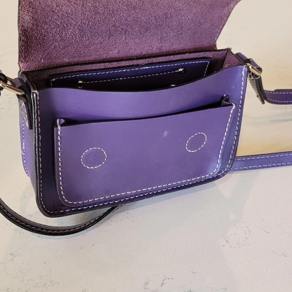 Kate Spade Purple Leather Essex Scout Crossbody Handbag Messenger Bag
